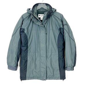 Columbia Fleece Lined Jacket Women's Size S Grey Black Hooded Utility Gorpcore